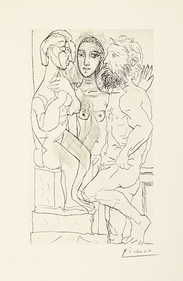 Appraisal: PABLO PICASSO Sculpteur Mod le et Sculpture assise Drypoint x