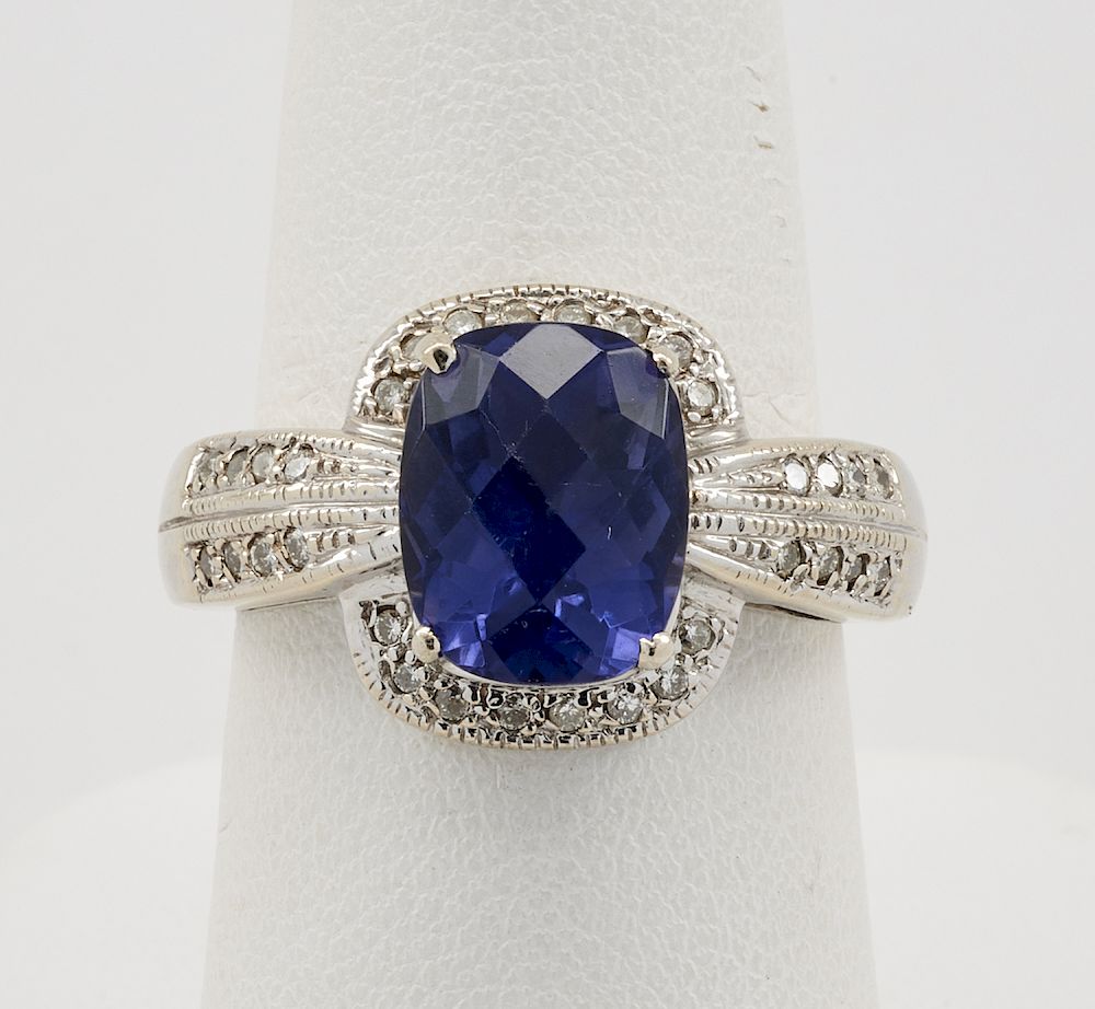 Appraisal: k White gold ct iolite diamond ring k White gold