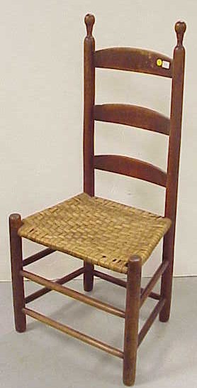 Appraisal: Ladder back side chair with splint seat