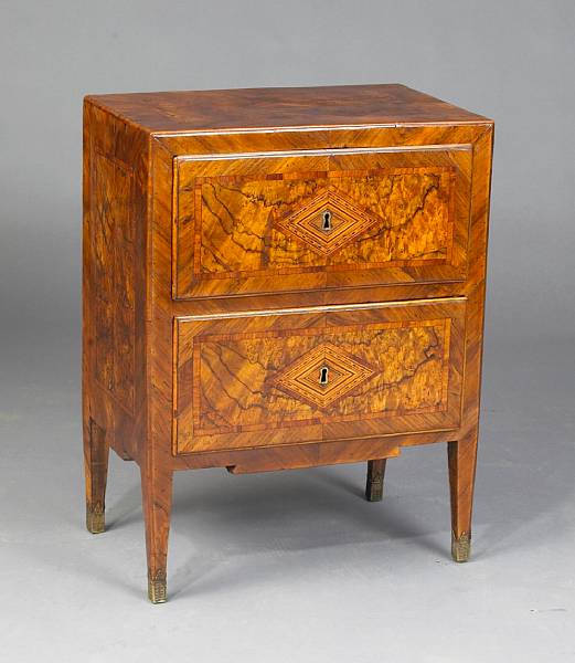 Appraisal: An Italian Neoclassical inlaid walnut comodino fourth quarter th century