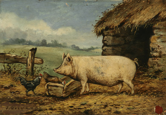 Appraisal: J Grey R H A British th Century Barnyard Scene