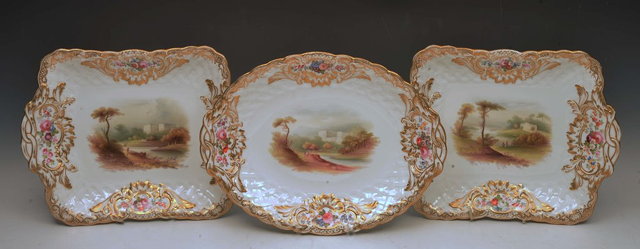 Appraisal: A PAIR OF MINTON PORCELAIN RECTANGULAR SHAPED CABINET PLATES the