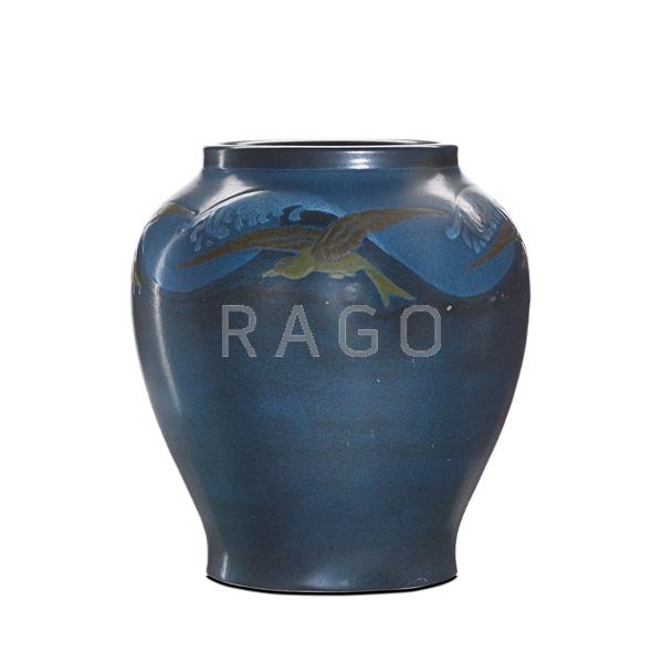 Appraisal: ARTHUR BAGGS MARBLEHEAD Except vase w seagulls Condition Report Unchipped