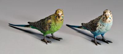 Appraisal: Two Austrian bronze parakeets cold painted marked Austria one with