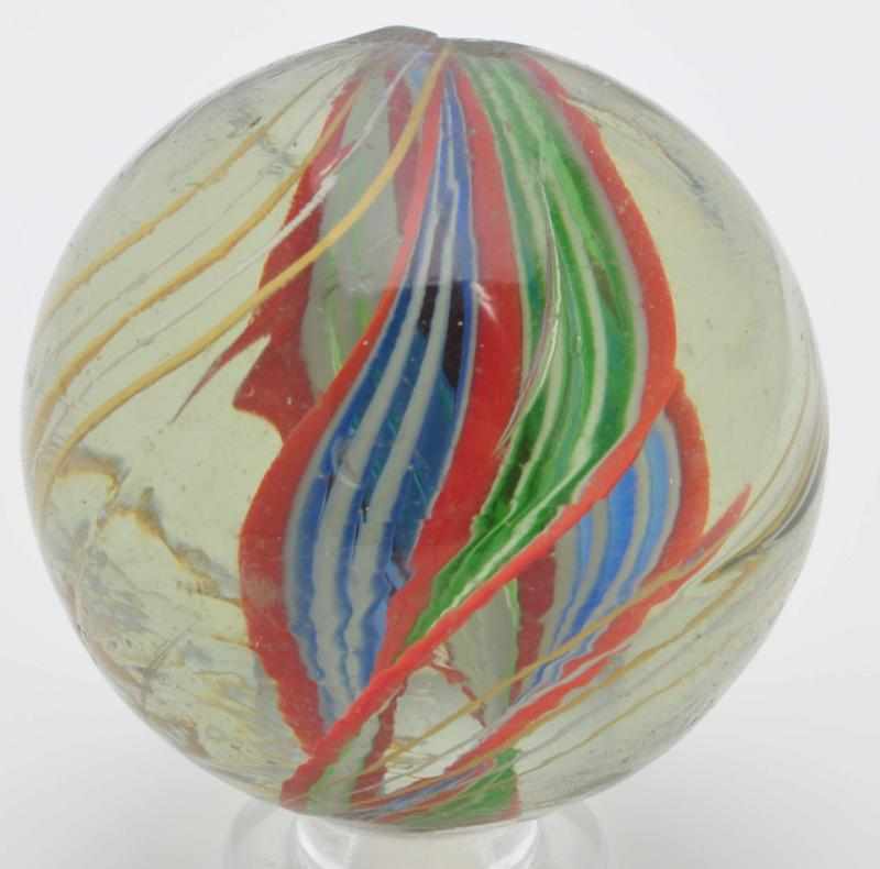 Appraisal: Double Ribbon Swirl Marble Description Double ribbon of white green