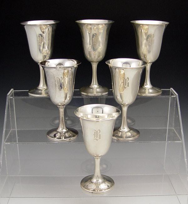 Appraisal: SET OF WALLACE STERLING GOBLETS Monogrammed B dated under base