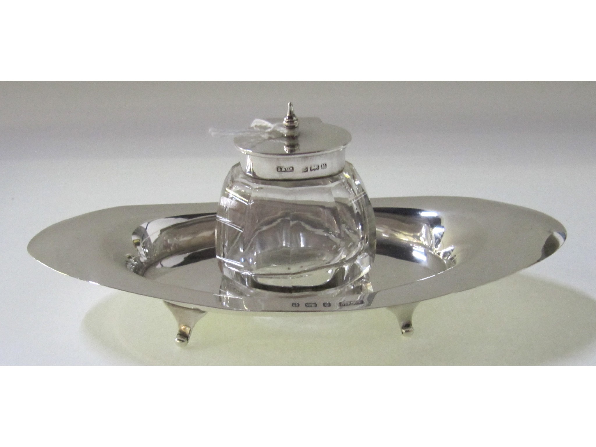 Appraisal: A silver inkstand Birmingham