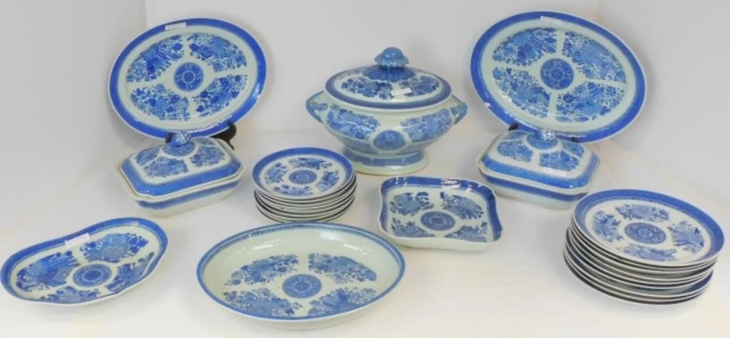 Appraisal: PIECES OF CHINESE EXPORT PORCELAIN BLUE white floral design Nine