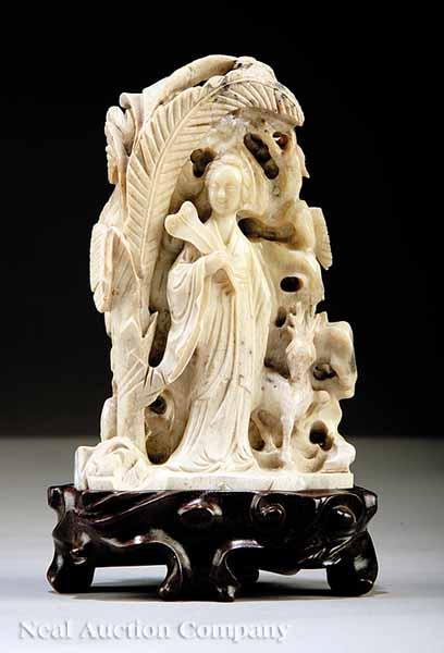 Appraisal: A Chinese Carved Burmese Jade Figural Group of Guanyin th