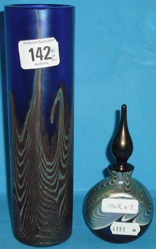 Appraisal: Ocra Glass Vase perfume bottle decorated with Pearlesent Flame Effect