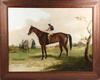 Appraisal: OOC - Naive American Portrait of Jockey on Thoroughbred Horse