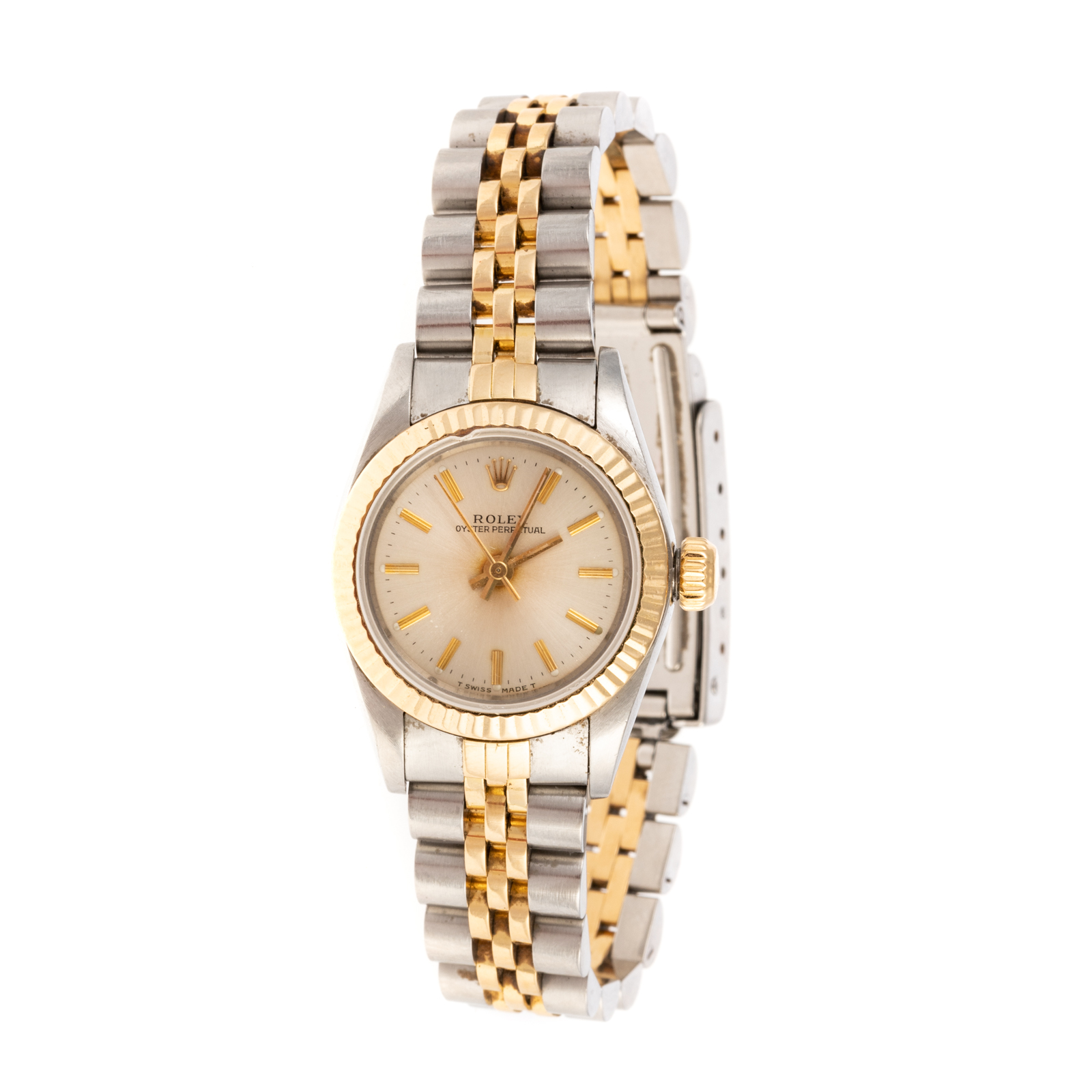 Appraisal: A MM TWO TONED ROLEX OYSTER PERPETUAL WATCH K yellow