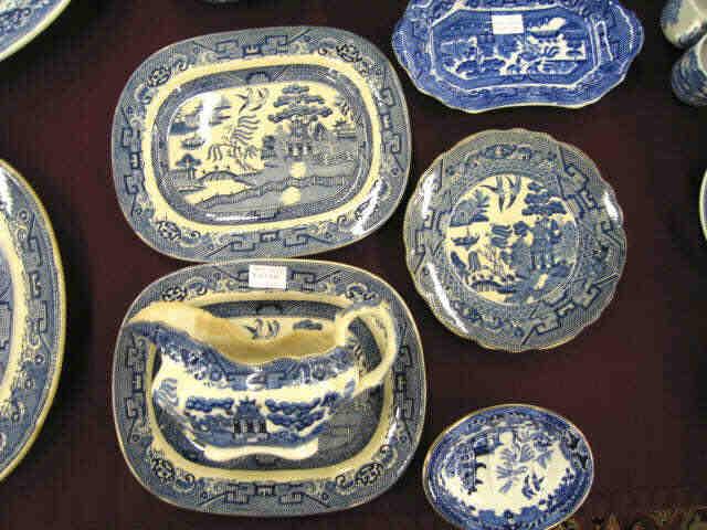 Appraisal: Pcs Blue Willow Ironstone gravy platters plate dishes