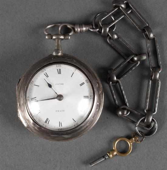 Appraisal: English sterling silver pair case pocket watch retailed by Jacob