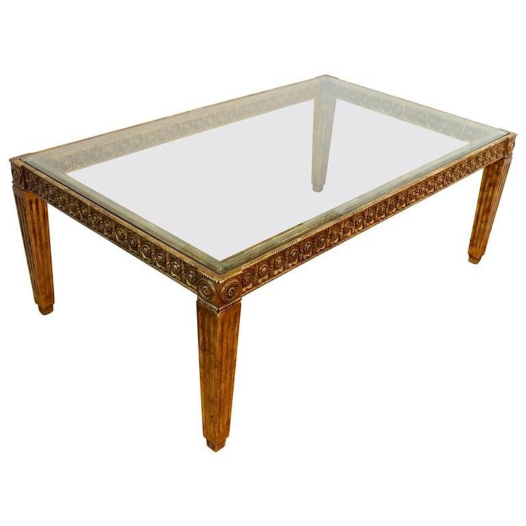 Appraisal: Neoclassical Style Glass Gilt Wood Coffee Table Neoclassical style coffee