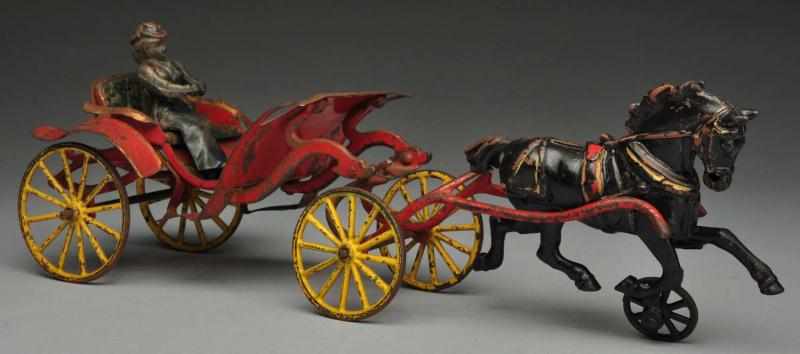 Appraisal: Cast Iron Wilkins Landau Horse-Drawn Toy Description American Includes correct