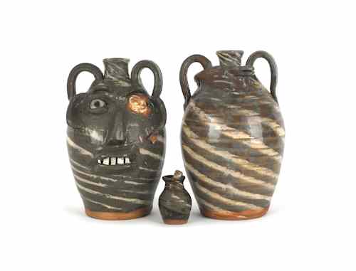 Appraisal: Two North Carolina stoneware jugs together with a vase by