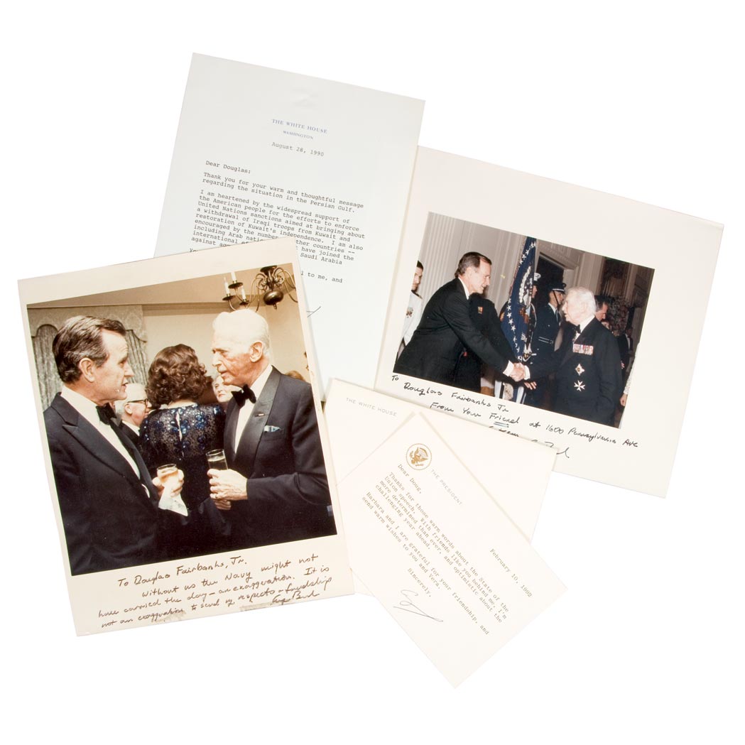 Appraisal: PRESIDENTIAL BUSH GEORGE Group of signed cards letters photographs and