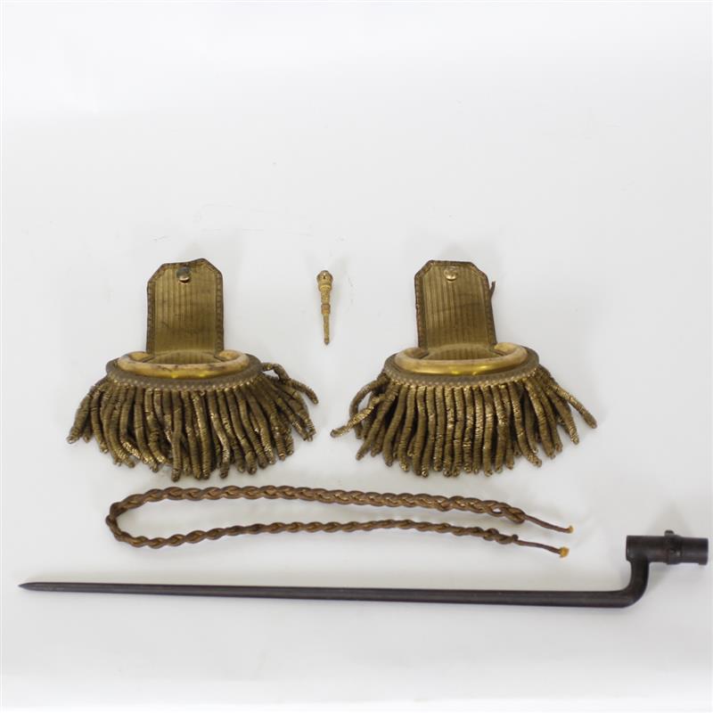 Appraisal: Antique Militaria Lot Pair Spanish American War Era Epaulettes bayonette