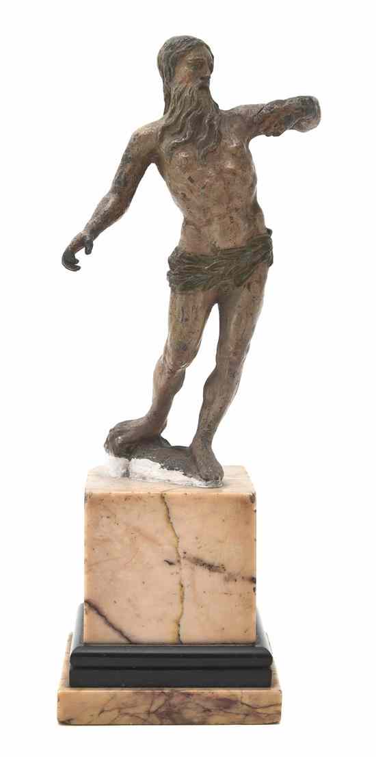 Appraisal: A Continental Bronze Figure depicting Saint Onofrius on a marble