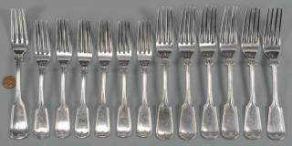 Appraisal: Vicksburg Miss Coin Silver Forks Twelve Vicksburg Mississippi coin silver