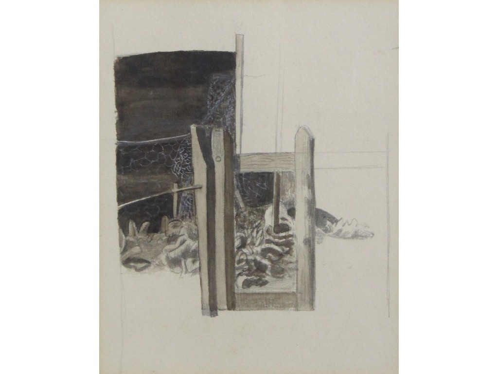 Appraisal: JAMES COWIE RSA Wash over pencil 'Fence and Gate' gallery