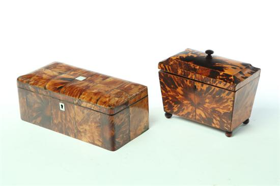 Appraisal: TWO TEA CADDIES American or European th century various woods