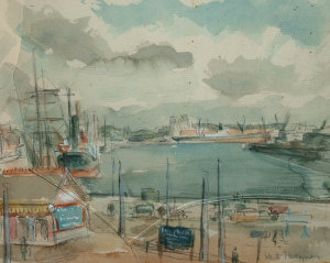 Appraisal: Keith Stuart Baynes - - View of a port watercolour