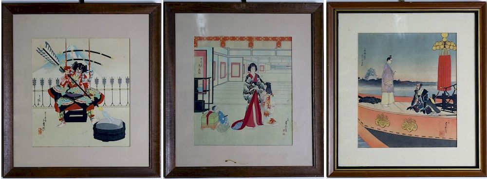 Appraisal: Collection Of Old Japanese Woodblock Prints Collection of three Japanese