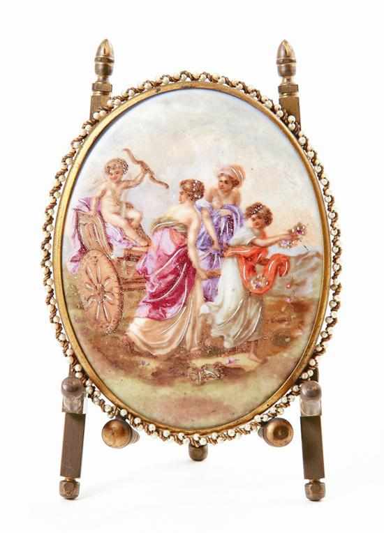 Appraisal: Limoges transfer and paint decorated porcelain plaque th century oval