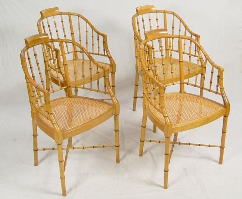 Appraisal: SET OF BAMBOO STYLE ARM CHAIRS BY BAKER FURNITURE Windsor