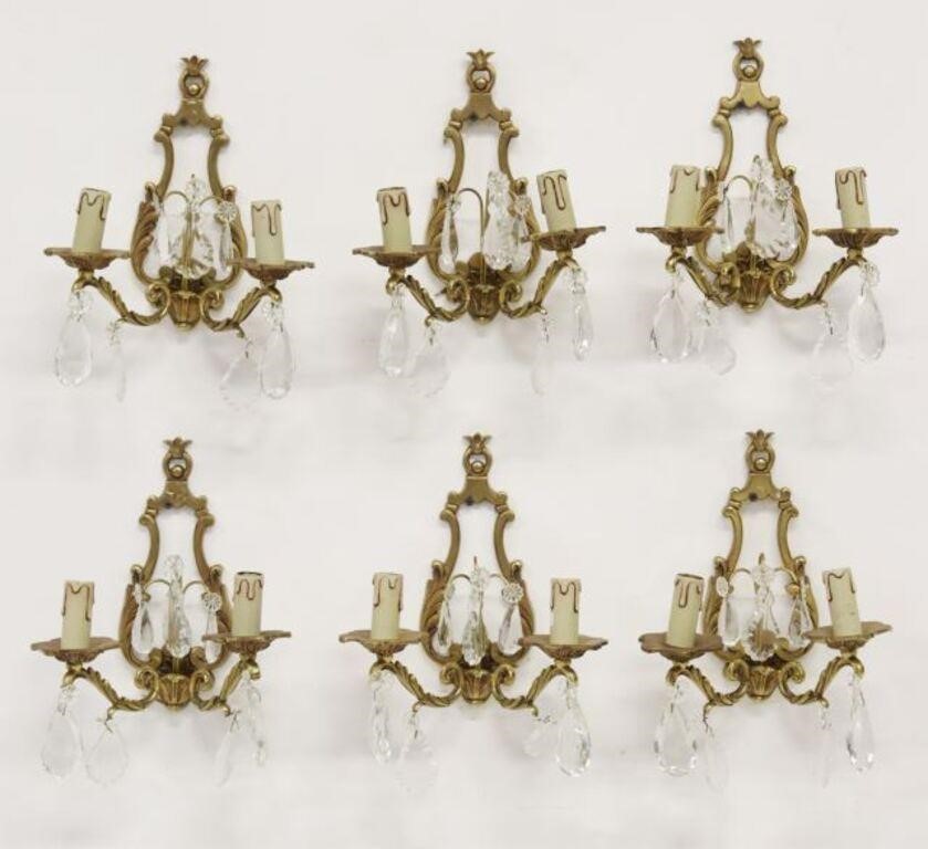 Appraisal: LOUIS XV STYLE GILT METAL -LT WALL SCONCES lot of