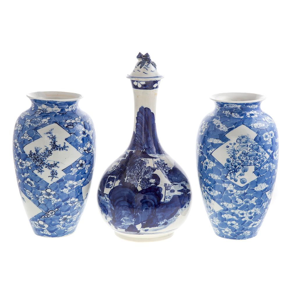 Appraisal: Pair Japanese Porcelain Vases and Guglet comprising a pair of