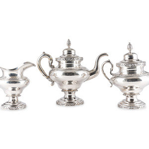 Appraisal: An American Three-Piece Coin Silver Tea Service New York Early