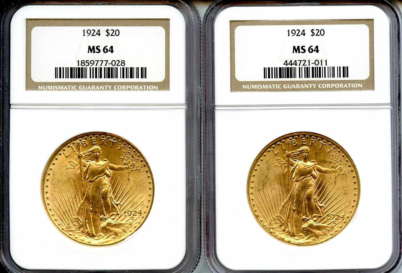 Appraisal: MS NGC Both examples show a few small marks and