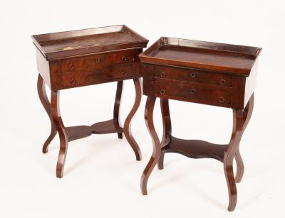 Appraisal: Two th Century Continental work tables two rectangular tray tops