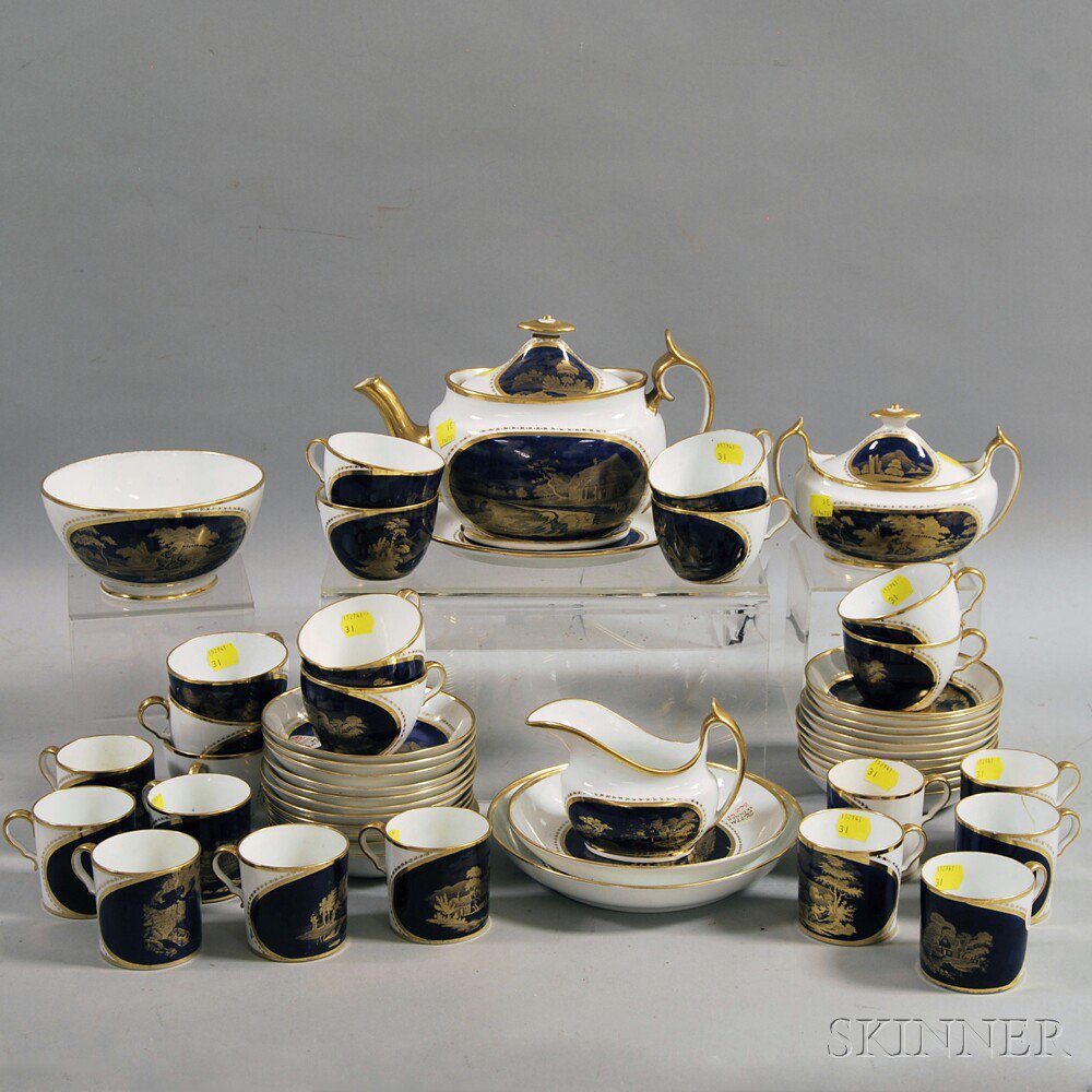 Appraisal: Fifty-one-piece Lustre Tea Set England th century with gilt trim