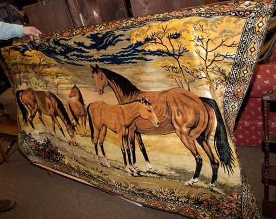 Appraisal: Machine-made tapestry depicting horses Estimate - All property is sold