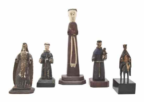 Appraisal: A Collection of Five Santos Figures each having polychrome decoration