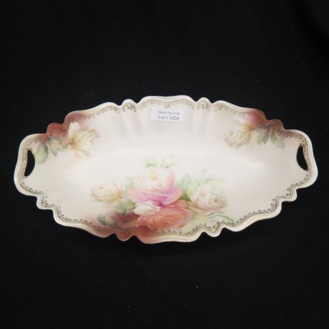 Appraisal: R S Prussia Porcelain Celery Dish floral satin finish x