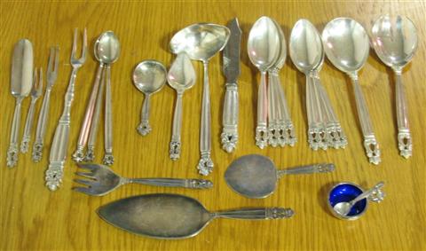 Appraisal: GEORGE JENSEN 'ACORN' STERLING SILVER FLATWARE PIECES Each piece marked