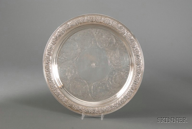 Appraisal: Tiffany Co Sterling Platter - round acid-etched to center with