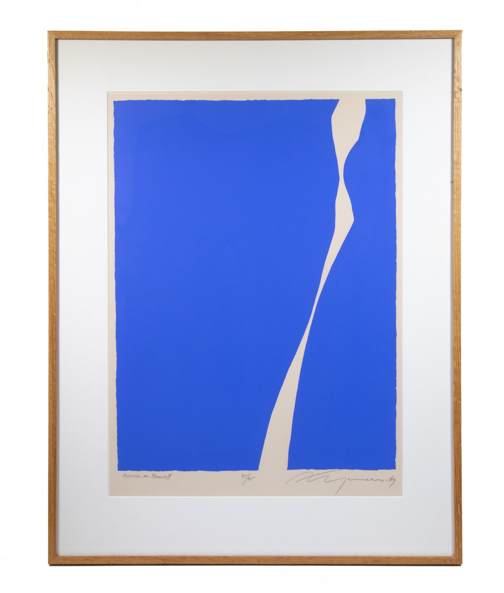 Appraisal: ADJA YUNKERS NY SWEDEN - White on Blue II serigraph