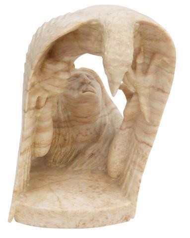 Appraisal: Large carved stone sculpture likely pink alabaster Native American and