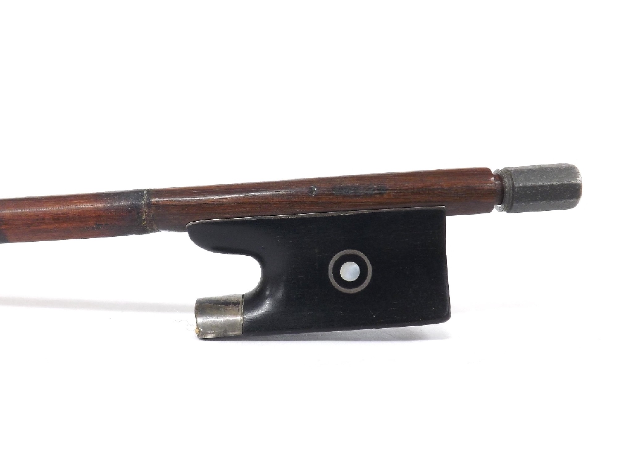 Appraisal: Silver mounted violin bow probably French indistinctly stamped gm without