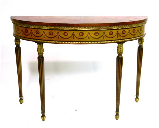 Appraisal: Adams style demuline table with gilt carving and inlay including