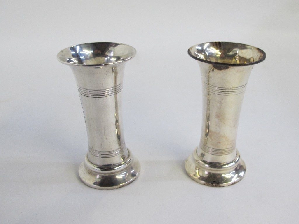 Appraisal: Pair of silver vases Birmingham