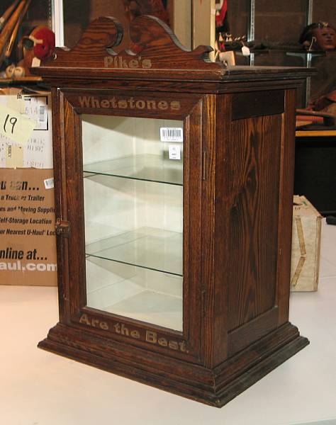 Appraisal: Pikes Whetstone Display Case Victorian country store glass amp wood