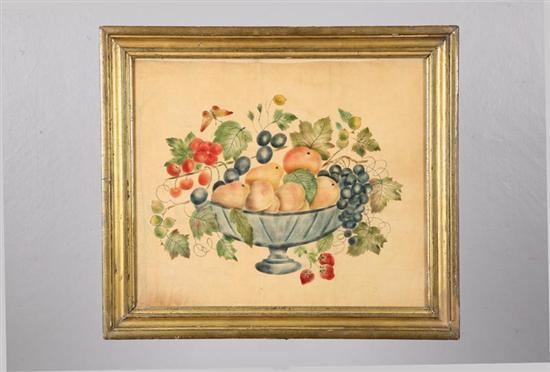 Appraisal: THEOREM American nd half- th century watercolor on velvet Bowl