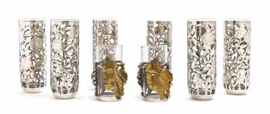 Appraisal: A Set of Six Mexican Sterling Silver Overlay Iced Tea